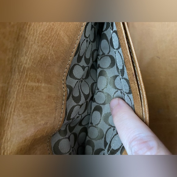 Vintage Coach Tan Genuine Leather Bifold Credit Card Long Wallet Clutch - Picture 8 of 9